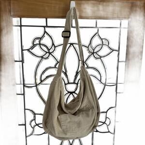 Beige Corduroy Shoulder Bag